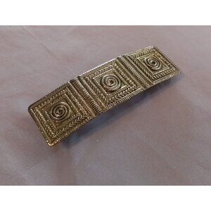 Vintage Silver Tone Hair Barrette With Intricate Swirl Pattern & Secure Clasp